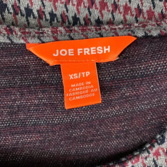 Joe Fresh Herringbone A Line T Shirt Dress XS Grey Knit Short Sleeve Round Neck - Picture 6 of 6